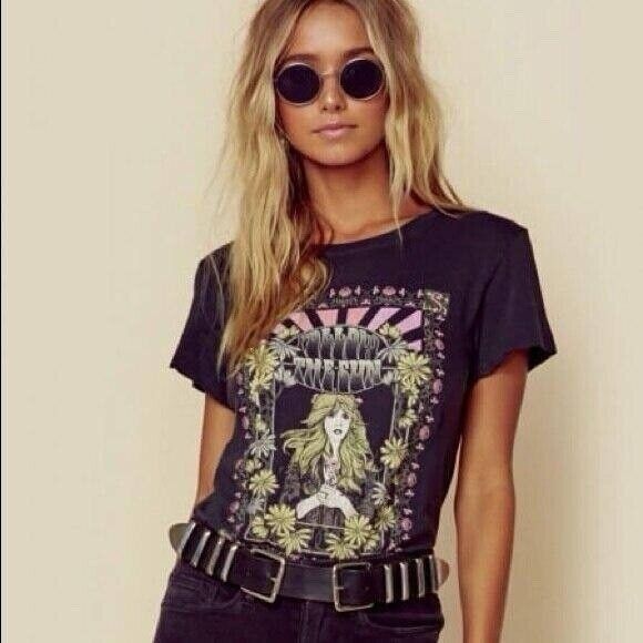 Spell Follow The Sun Stevie Nicks Washed Black Tee Shirt Rare Vintage Style M